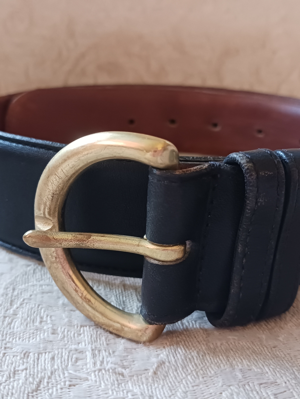 Vtg Coach Sz M 30" Thick Black Glove Tanned Cowhide Leather Belt USA Brass Buckl